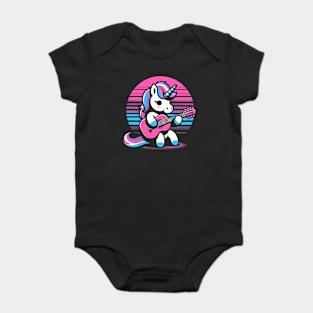 cute unicorn playing guitar Baby Bodysuit